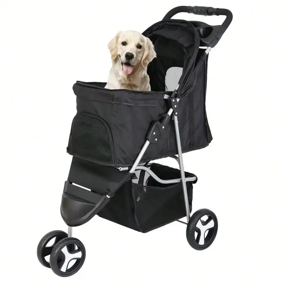 Foldable 3 Wheel Dog and Cat Stroller
