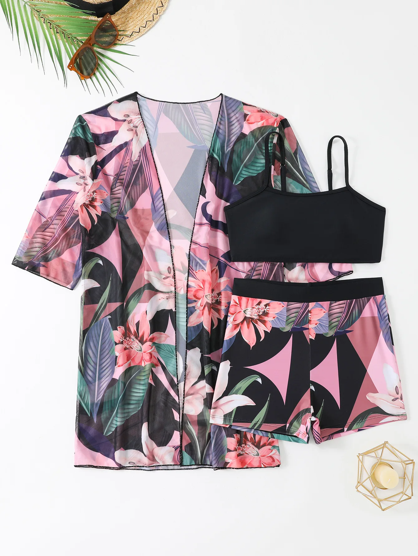 Swimwear Women Beachwear Bikini Sets Woman 3-Pieces Swimsuit High Waist Swimming Suit Printed Female Bathing Suit Monokini