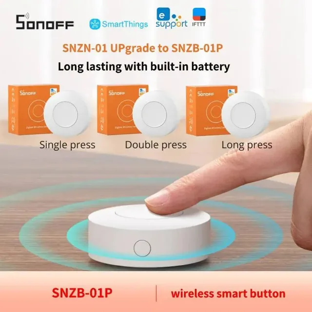 SONOFF SNZB-01P SNZB 01P Sonoff สวิตช์ไร้สาย Zigbee ฉากสวิทช์ 2 WAY Control Act เช่น Doorbell ปุ่มฉุกเฉินผ่าน Google 1