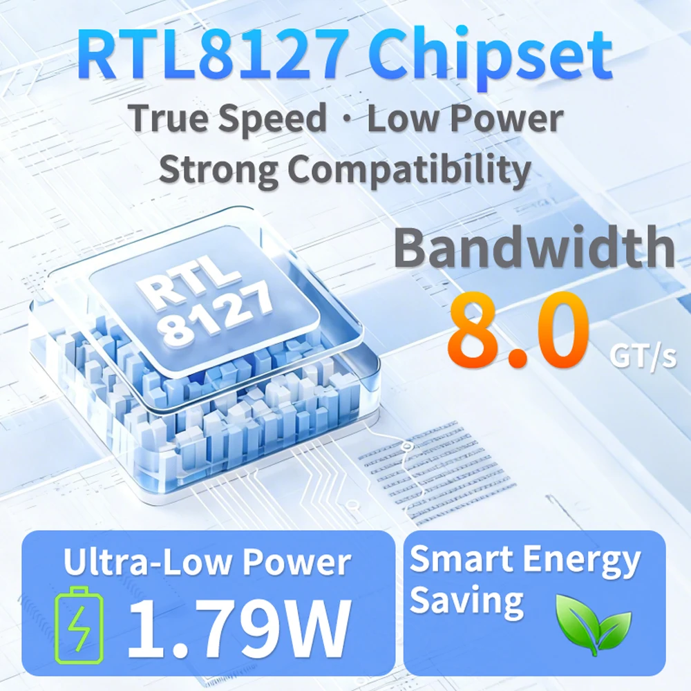 Lekuo PCIe 3.0 X4 - 1포트 10G 이더넷 네트워크 카드 Realtek8127(PXE)용 10Gbps RJ45 Lan 카드, 멀티 기가비트 네트워크 속도 지원