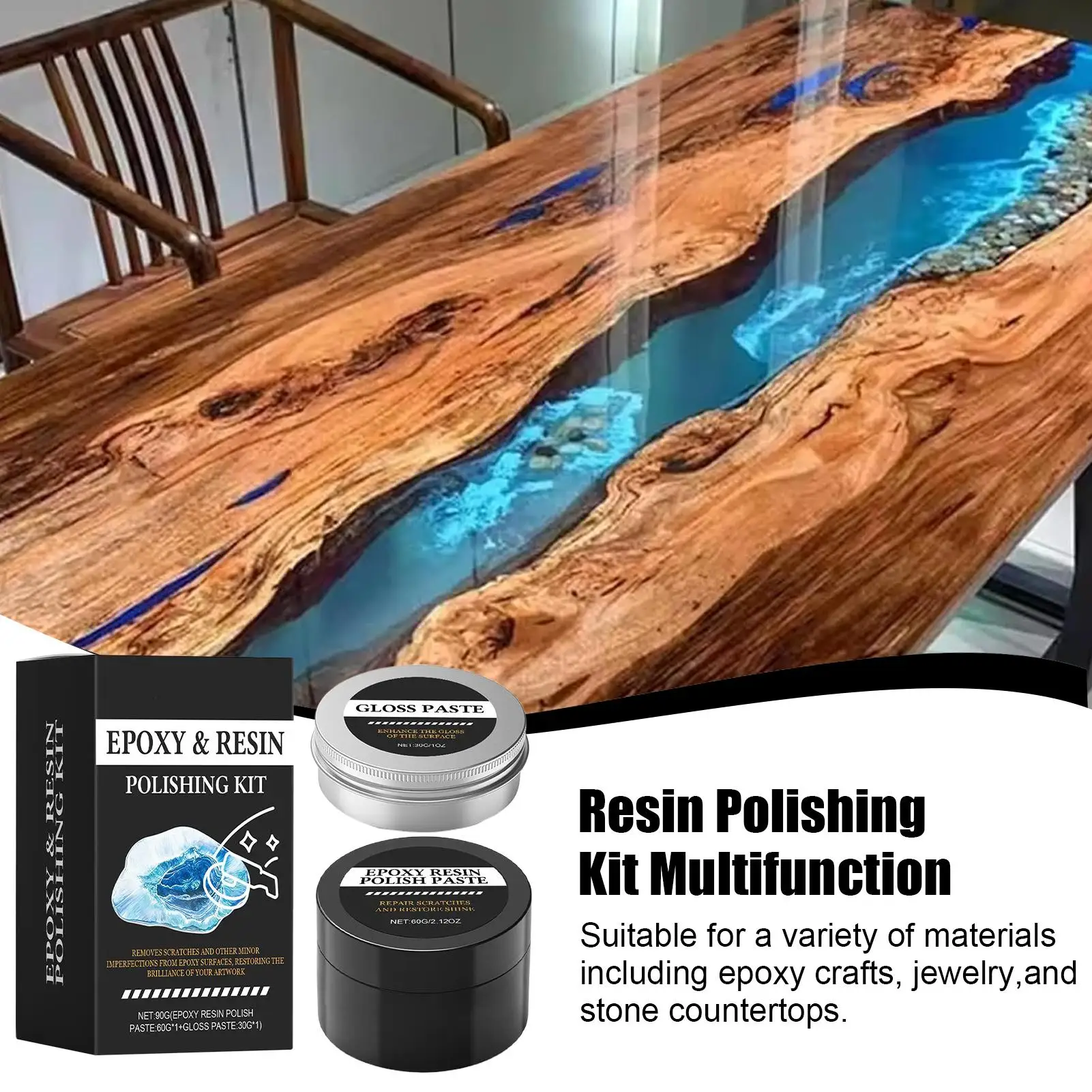 Epoxy Resin Polishing Kit Restore Luster Creamy Paste Epoxy Scratch Polishing Compound for Homeowners Beginners Art Projects