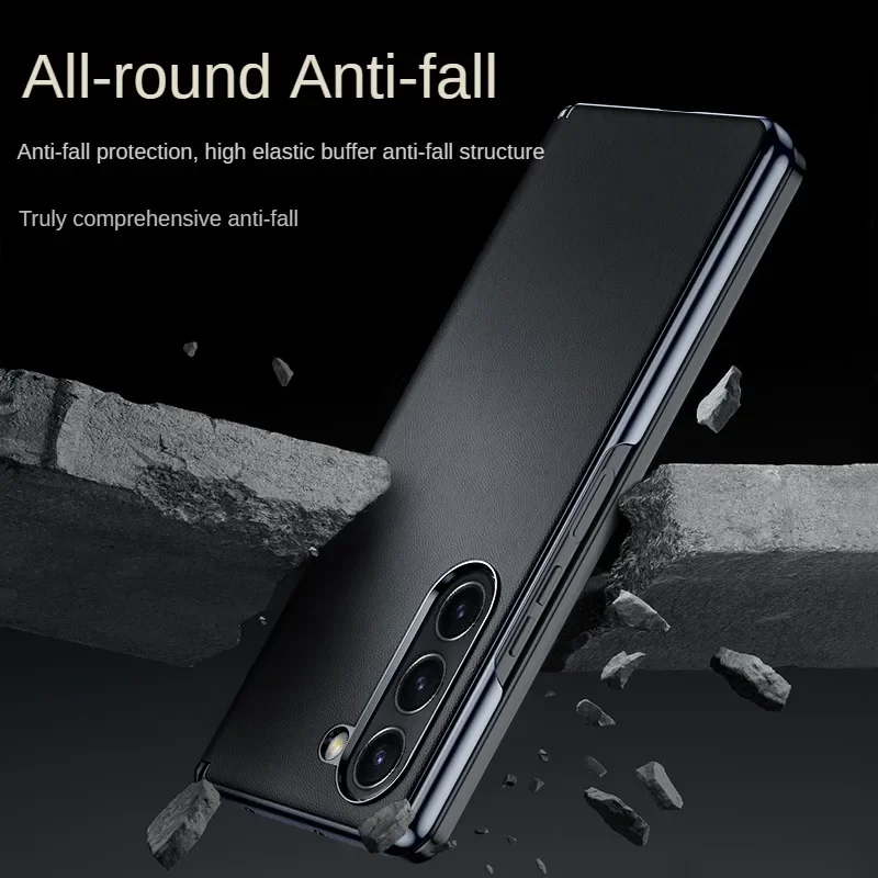Ultra-Thin Electroplate Leather Magnetic Folding Protective Case - Shockproof and Stylish Design