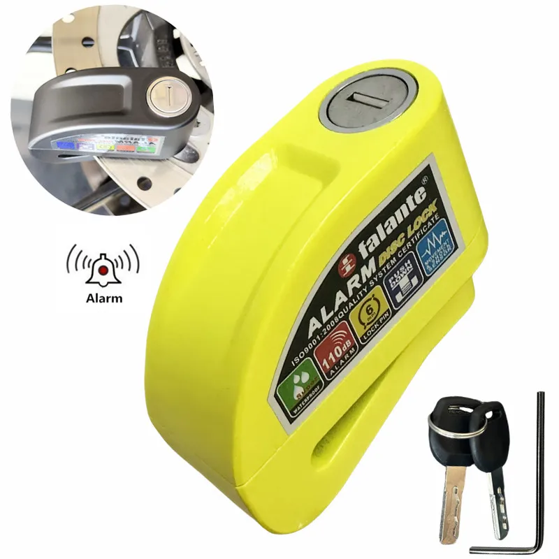 Falante Motorcycle Scooter Disc Brake Lock Bicycle Anti-theft Wheel Disc Brake Lock waterproof Security Alarm Protection 6 Color motorcycle disc brake lock