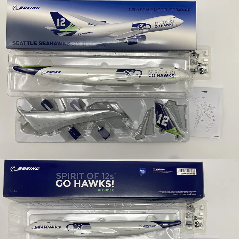 1/200 Scale B747-8F Seattle Seahawks Aircraft Finished