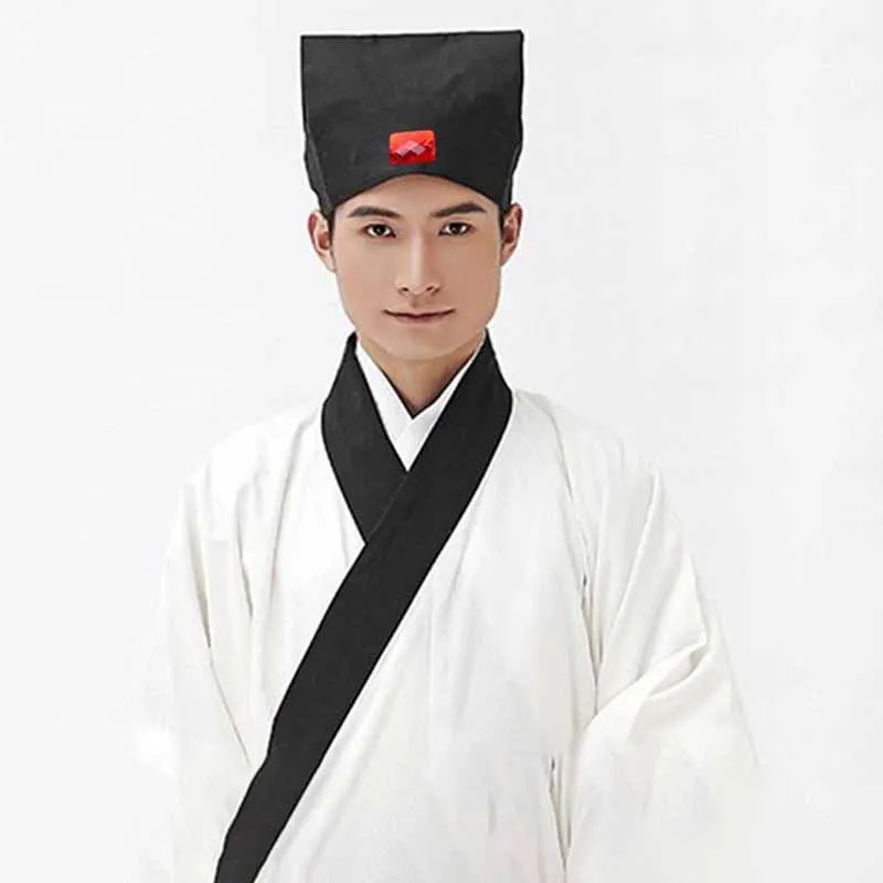 Фото Шапка Hanfu для мужчин, Китайская традиционная Учительская древняя Учительская черная шапка, головной убор, мужское винтажное полотенце Конфуцианская, шляпа для косплея для детей №4