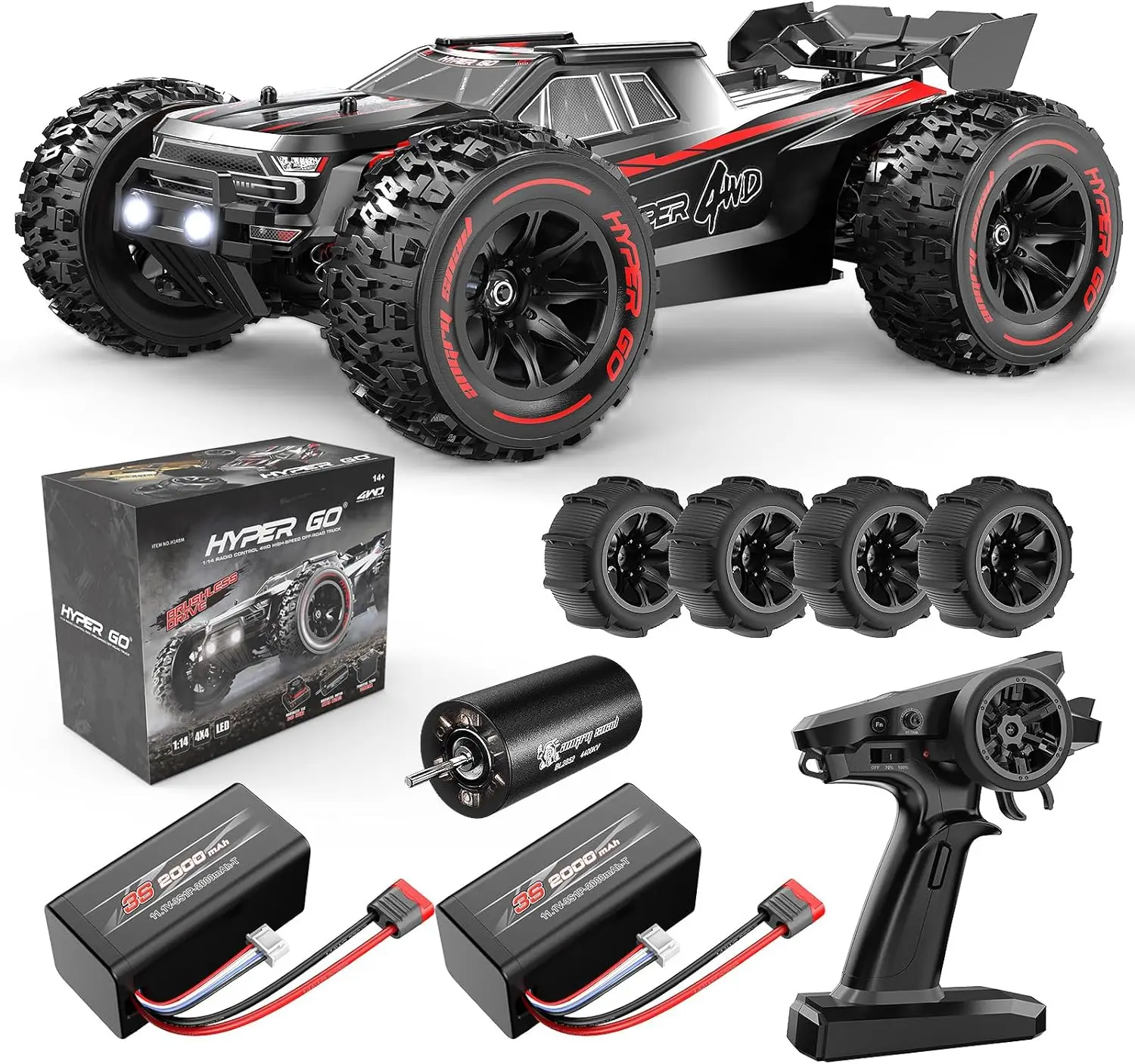 

HYPER GO H14BM 1/14 Brushless RC Cars for Adults Fast 50 mph, RC Trucks 4wd Offroad Waterproof, Electric Powered High Speed RC C