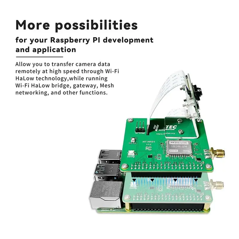 NEW-HR01 Wifi Halow 모듈 Pi-Camlow For Raspberry Pi HAT 5MP 카메라 2KM 범위 32.5Mbps 메시 네트워킹