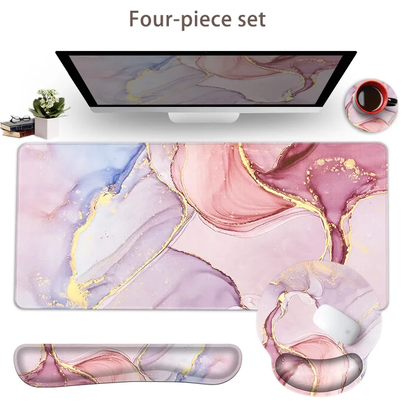 Almofada de Teclado Ergonômica de Espuma de Memória Mouse Pad Descanso de Pulso Coaster Antiderrapante Base de Borracha tipo Fácil Mármore - Imagem 4