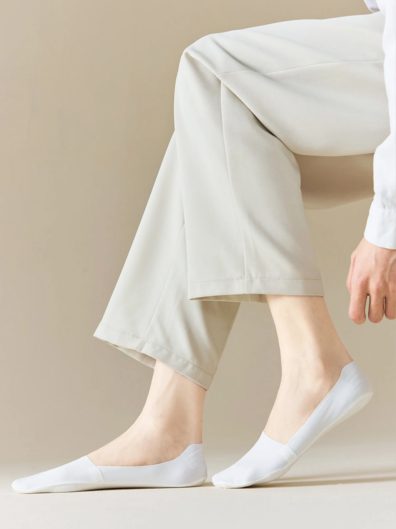 Ice Silk Low Cut Boat Socks - 4 Pairs Anti-Slip Summer Socks
