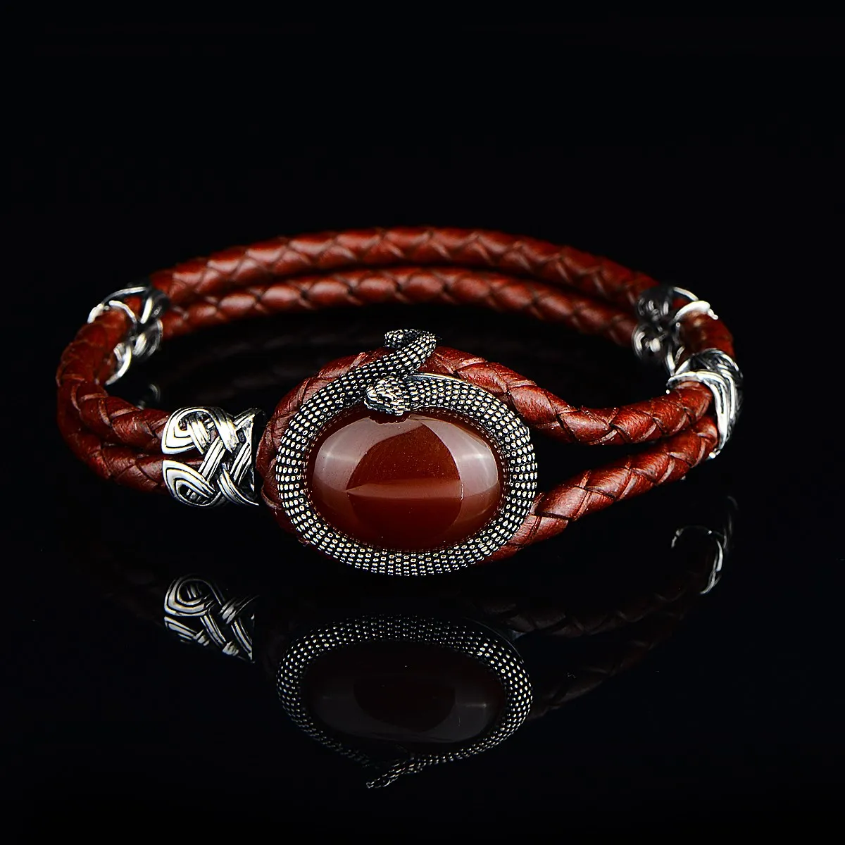 

Женский браслет из Йемена с агатом, браслет с красными искусственными камнями, серебряный браслет с животными, серебро 925 пробы