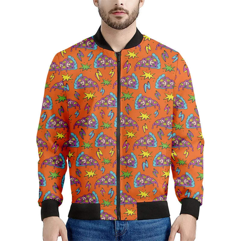 thumbnail image 1 of Chaqueta con cremallera y estampado de pizza con salchichas picantes italianas para hombre, sudadera informal de manga larga con estampado 3D de comida, abrigo de calle, chaquetas holgadas, 1 of 4