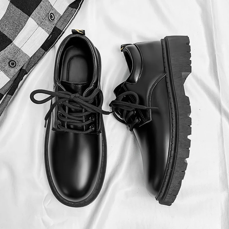 

Men's Shoes 2023 New Summer British Black Casual Leather Shoes Men's Business Students Big Head Work Fashion ShoesSpring