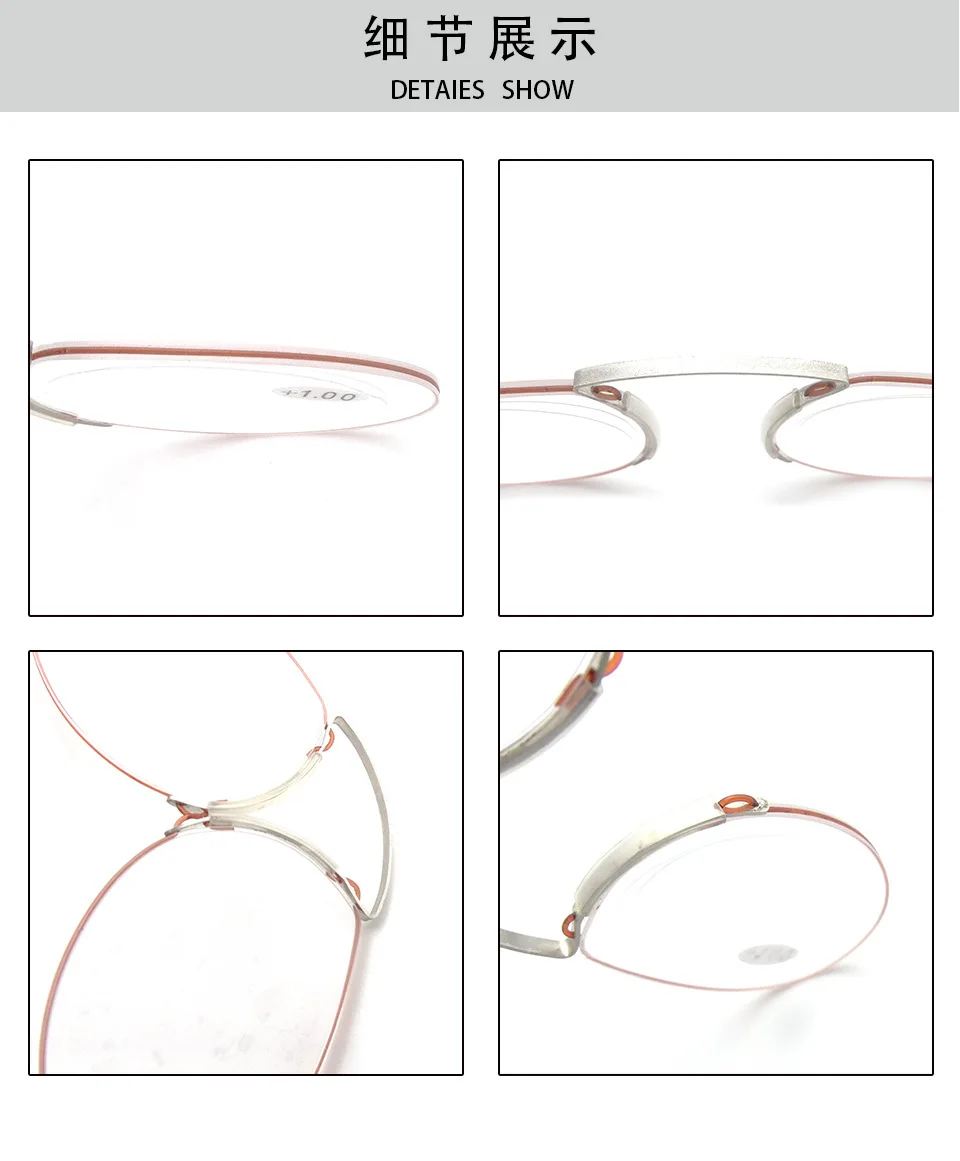 Rimless Nose Clip On Reading Glasses Mini Portable Legless Lazy Glasses Men Women Presbyopic Magnifying +1.0-+3.0