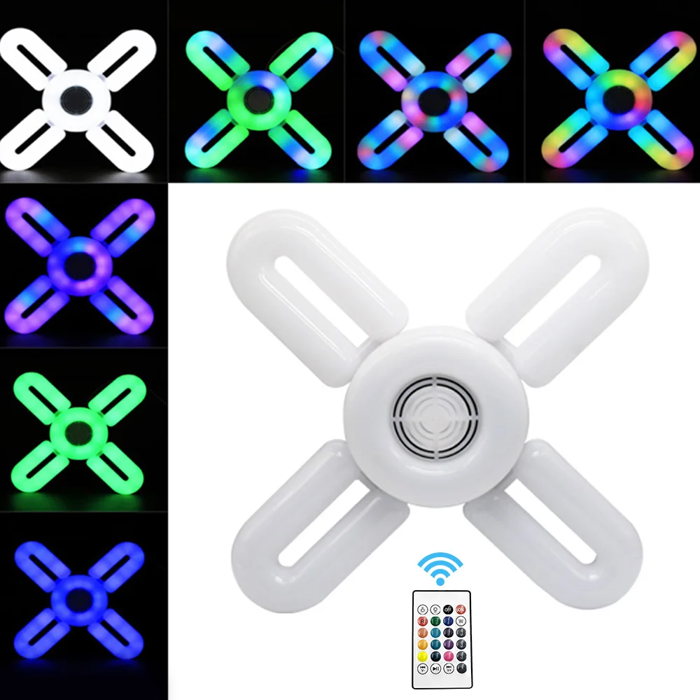 48W E27 Smart Light Bulb LED Bluetooth Music Folding Light Remote APP Control Music Light Modern Chandeliers Lighting Home Decor