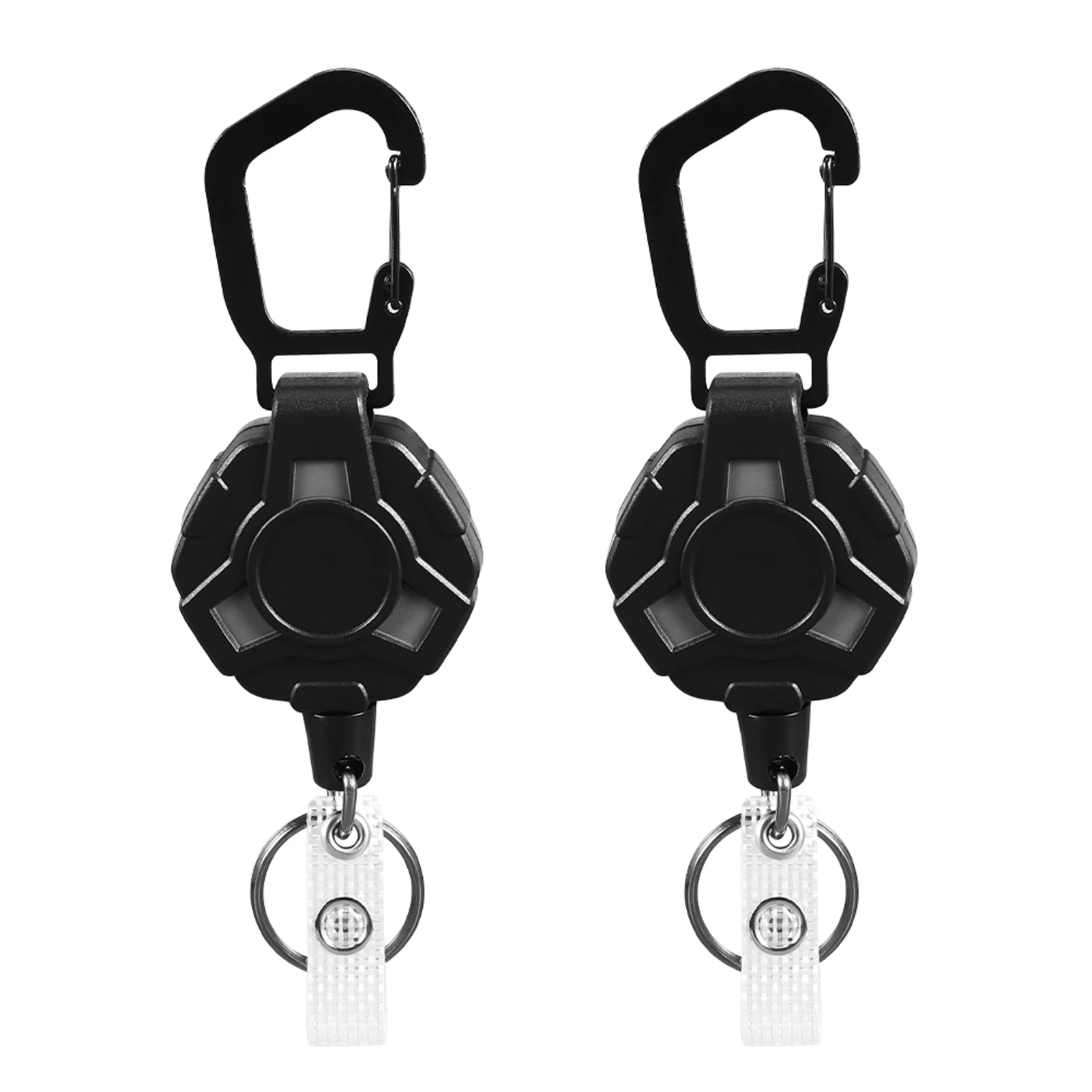 

2pcs Steel Cord Flashlight Multifunctional Anti Lost Belt Heavy Duty With ID Holder Retractable Keychain Extendable Badge Reel