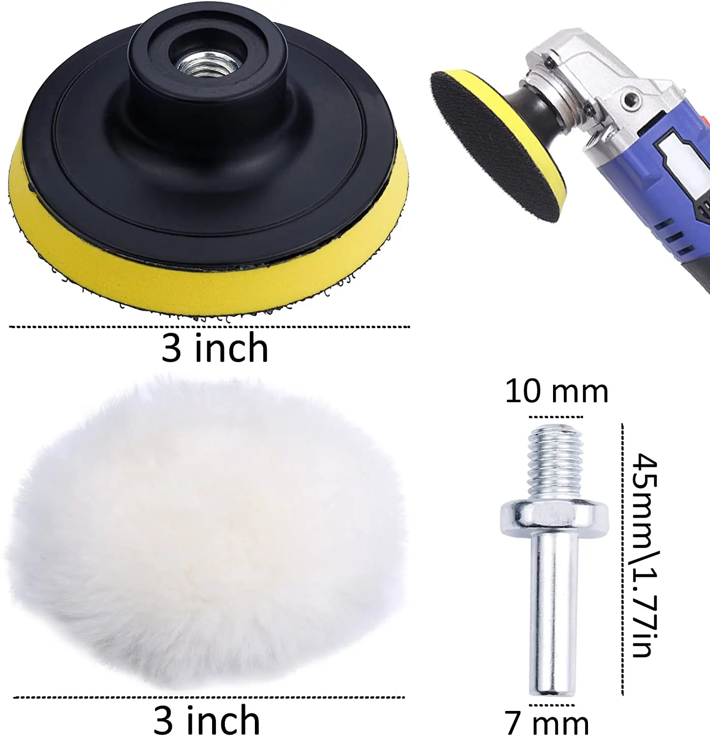 31Pcs 3-Inch Car Polishing Sponge Pads Kit Foam Pad er Polishing Machine Wax Pads for Motorcycle Scratches Drill