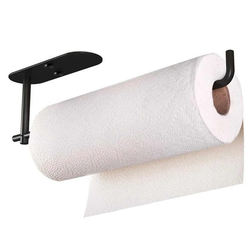 

Новый держатель для бумажных полотенец под шкаф-самоклеящийся или сверлильный, держатель для черного бумажного полотенца, настенное крепление для кухни, ванной комнаты