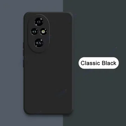 Premium Square Liquid Silicone Phone Case with Lens Protection, Double Liner Design for Honor 200 5G (Classic Black)