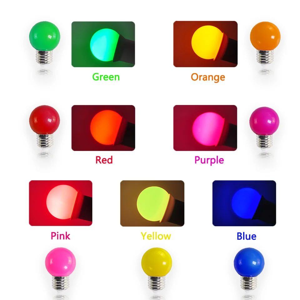 10 PCS Colorful G45 LED Bulb E27 3W 220V Red Blue Green Pink Yellow Orange Purple Warm RGB Blub Energy Saving Light Globe Lamp