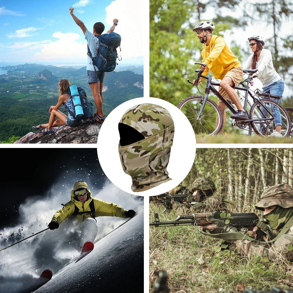 Face Mask Camo Tactical Balaclava Scarf Full Face Cover Fishing Wargame Cycling Hunting Military Helmet Hood Airsoft Balaclava Hat Riding Mask Camo Scarf Men