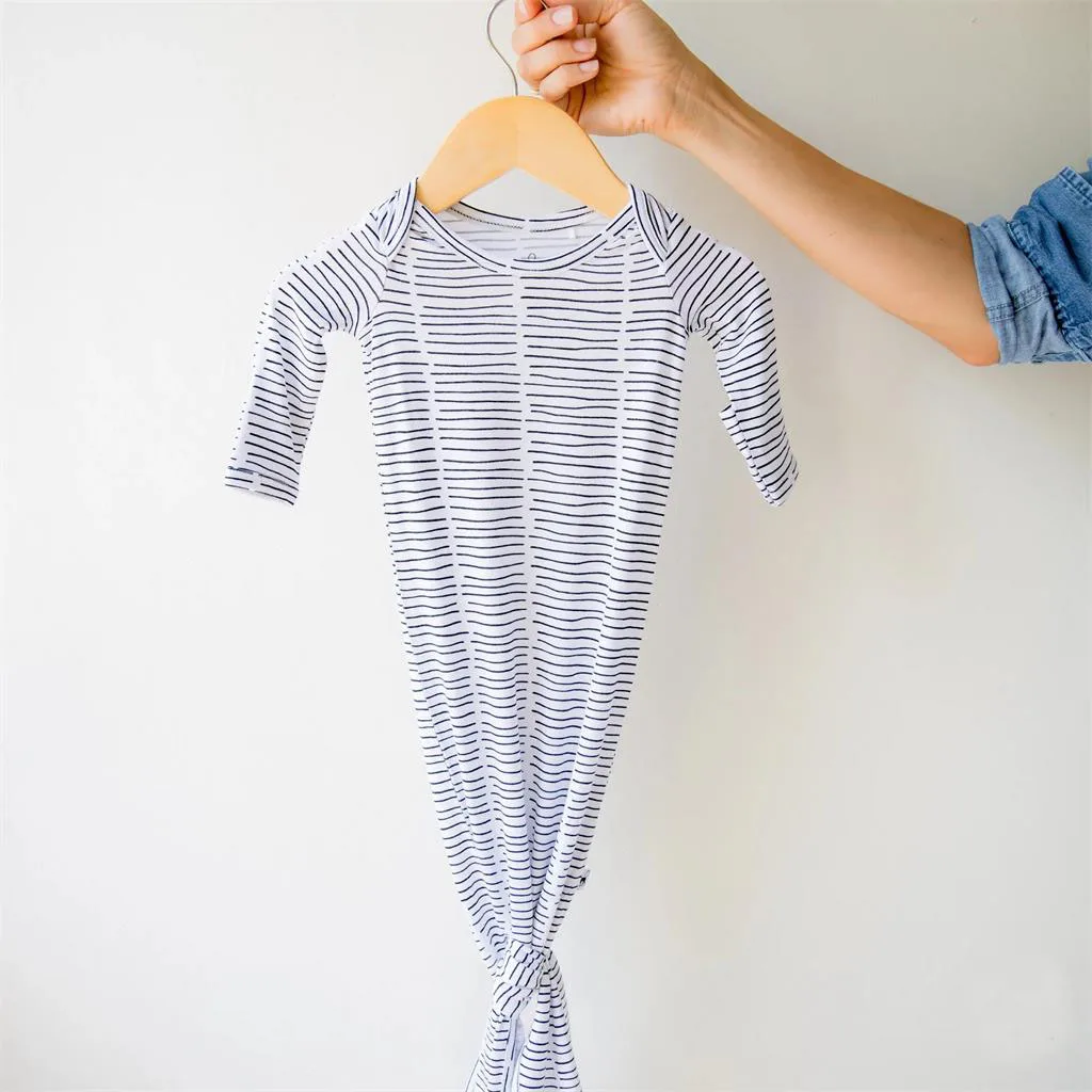 Newborn Bundles Knotted Gowns Comfortable Soft Knit Bamboo Baby Striped Sleep Gown