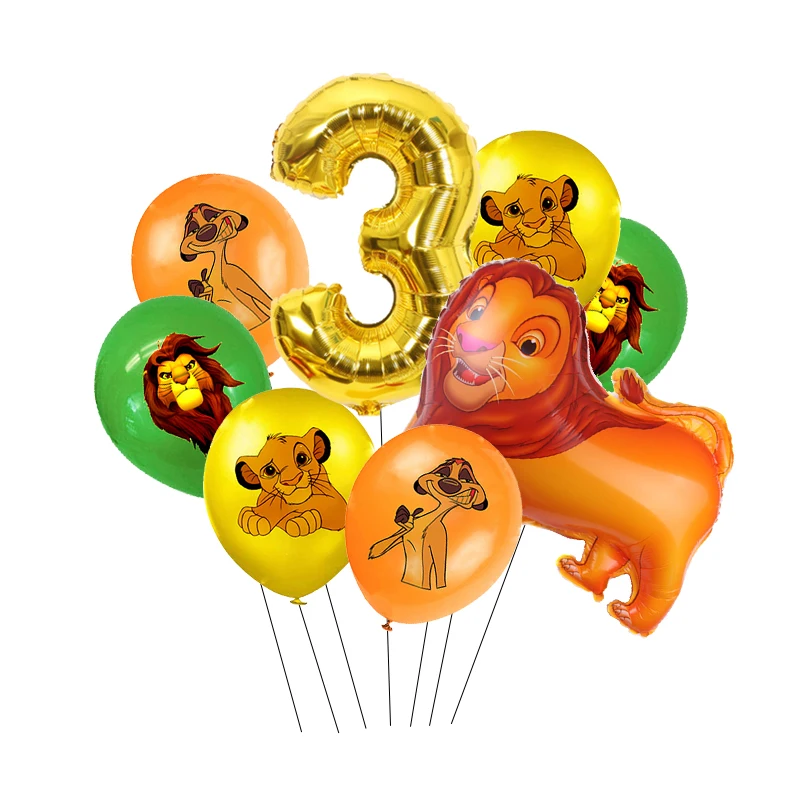 Decoración de cumpleaños del Rey León de Disney, vajilla, suministros, mantel de Simba, vasos de papel, platos, telón de fondo, globos, regalos para niños