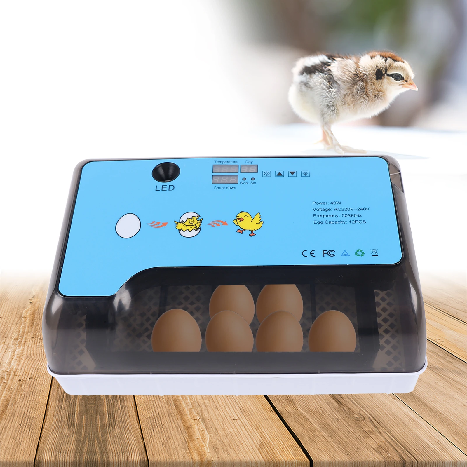 12 Eggs Incubator Fully Automatic Turning Hatching Brooder Farm Bird Quail Chicken Poultry Farm Hatcher Turner Incubation Tool