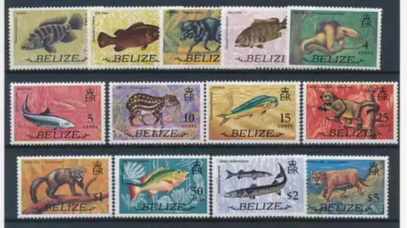 

13 шт., Белиз, 1974, американские животные, настоящие оригинальные почтовые штампы для коллекции, MNH