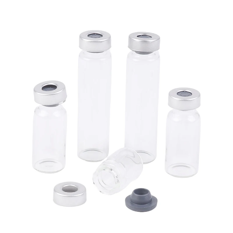 10 Pcs Sealed Sample Vials Transparent Glass Vials with Self Healing Injection Port 5/10/20ml