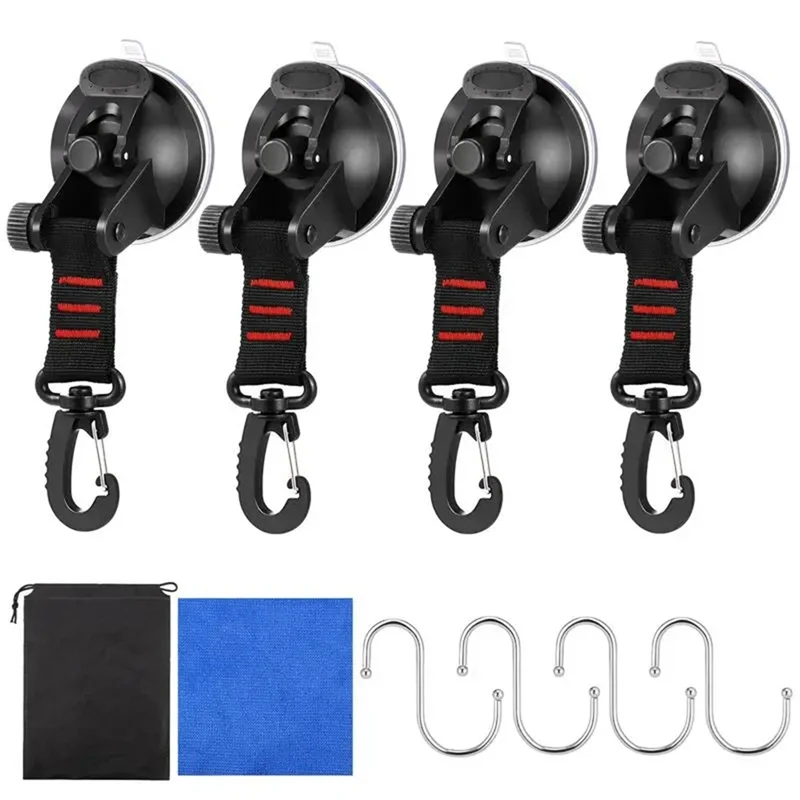 Suction Cup Anchor 4 Pieces Vacuum Suction Cup With Hooks Outdoor Gear Camping Tarp Accessory Strong Load-Bearing-A021