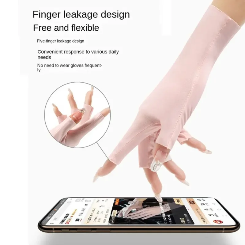 1 Pair Fingerless Gloves Summer Sunscreen UV Protection Multicolor Gloves Woman Driving Gloves Stretch Female Touchscreen 3