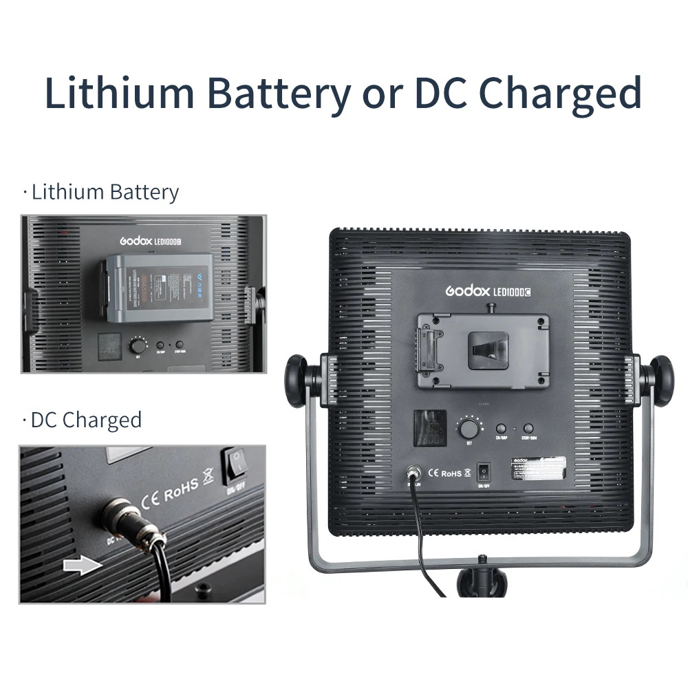 3PCS Godox LED1000W 5600K LED 라이트 키트 3PCS 2.8m 라이트 스탠드 비디오 연속 라이트 키트 어린이 비디오