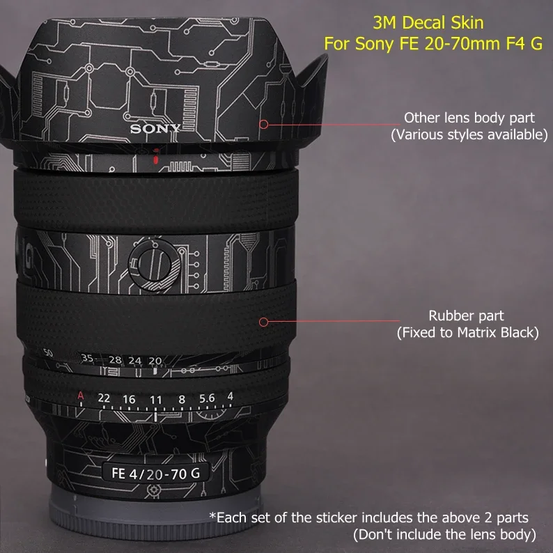 ソニーfe 20-70 F4グラムデカールスキンビニールラップフィルムカメラレンズ本体保護ステッカープロテクターコート20-70ミリメートルf/4  F4G SEL2070G