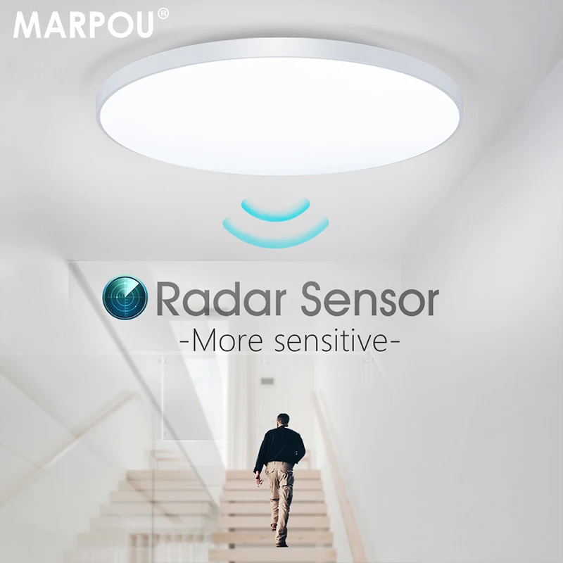 MARPOU Radar Sensor LED Ceiling Lights 220V for Hallway 15W 20W 40W 50W Cold White Ceiling Lights Motion Sensor For Corridor