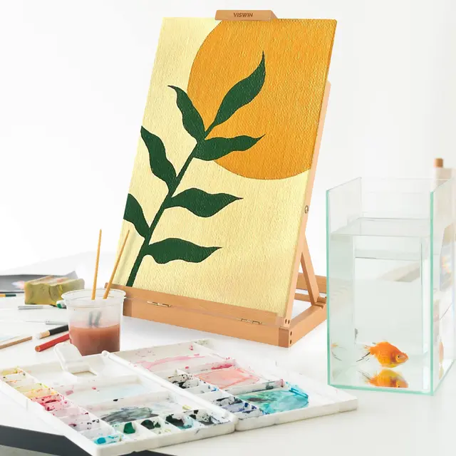 Foldable Artist Easel Stand Wood Solid Beech Portable Collapsible Painting Wooden Easel Painting Drawing Canvas Sketchbook 5