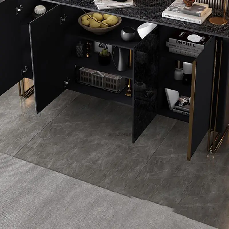 Italian Black Marble Sideboard For Decoration Kitchen Buffet Multi-drawers Furniture Narrow Entrance Cabinet In The Living Room