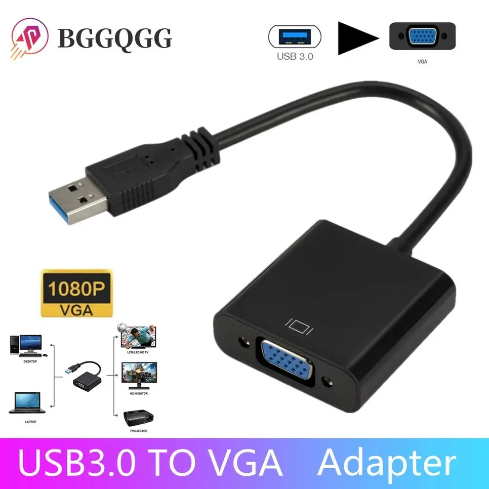 Адаптер BGGQGG с USB 3,0 на VGA, внешняя видеокарта, мультипреобразователь дисплея для Win 7/8/10, настольного ПК, проектора, монитора