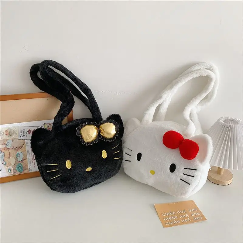 

Kawaii Sanrio Anime Hello Kitty Plush Handbag Cute Cartoon Lovely Sweet Shoulder Bag Large Capacity Crossbody Bag Soft for Girls