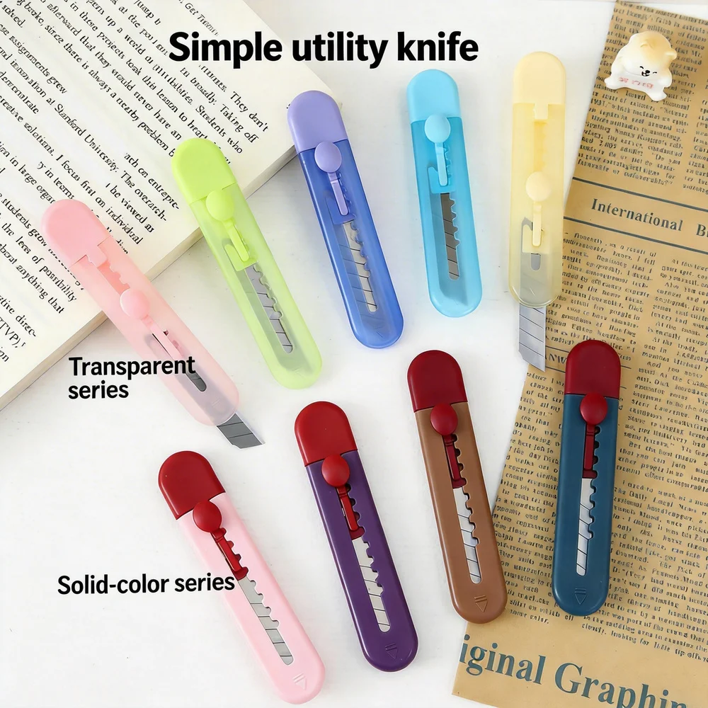 투명 유틸리티 나이프 경량 미니 종이 커터 반투명 아트 나이프 투명 휴대용 박스 커터 일상적인 개봉 작업용