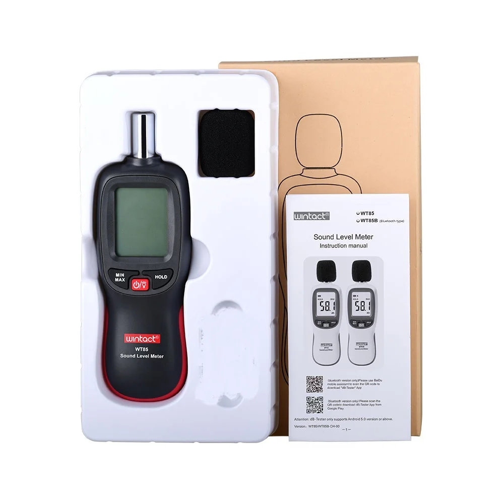 Wintact 0.1dB Sound Level Meter 30-130dBA Bluetooth Decibels Sonometros Digital LCD Noise Audio Level Tester Data Hold Backlight 6