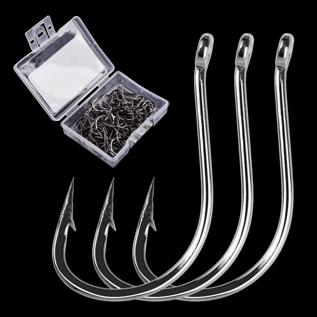 100PCS / Box IZU Fishing Hook High Carbon Steel Circle Owner Fishing Hooks  Freshwater Fishhook hole Strong Pond Carp Fish Tackle