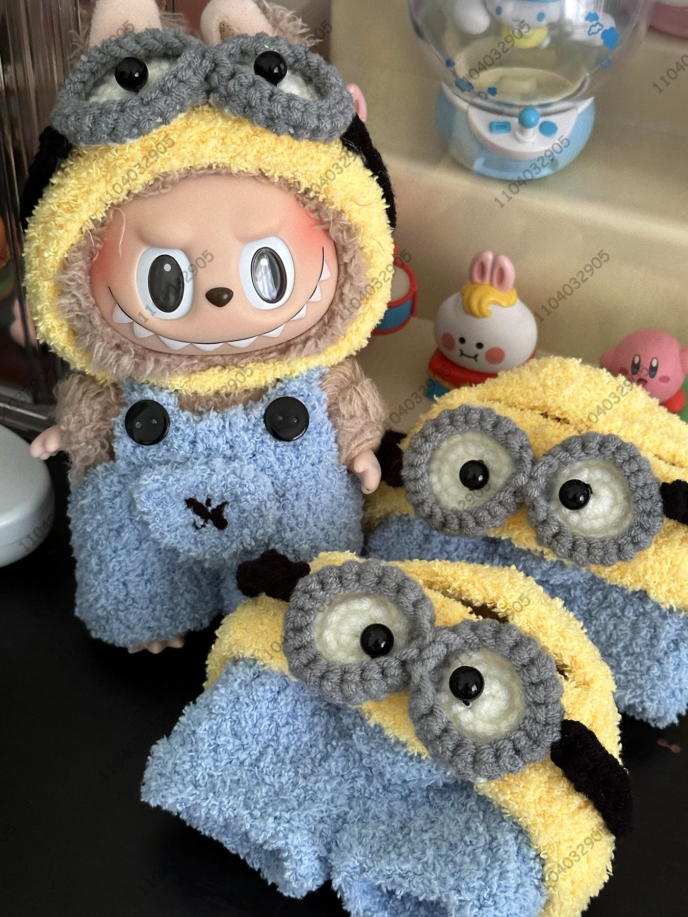 Labubu The Monsters Despicable Me Minion Cartoon Costume Clothes 1:1 Replica Vinyl Doll Action Figure Bag Charm Pendant Gift
