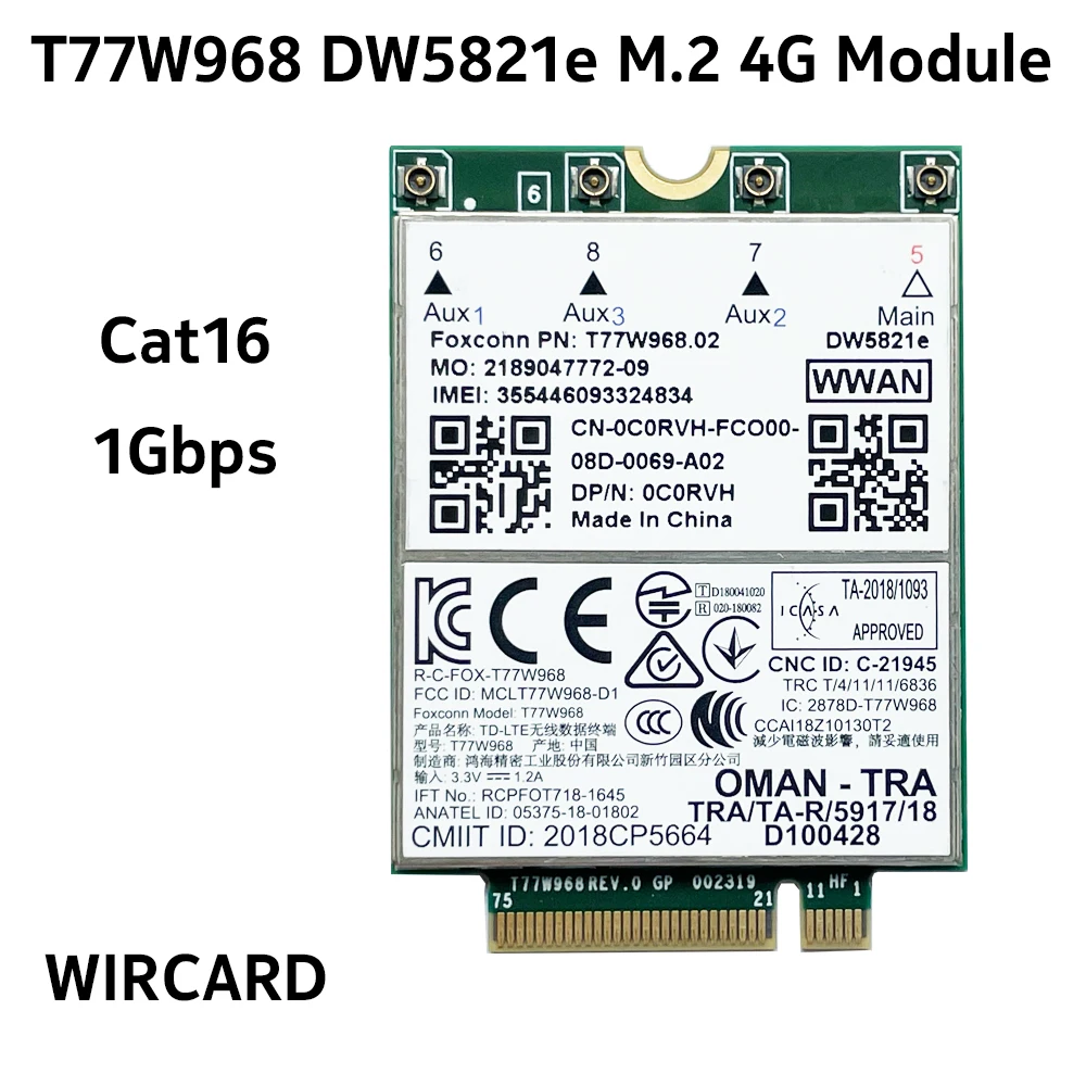 Wircard T77w968 Dw5821e X20 Lte Cat16 1gbps Fdd-lte Tdd-lte 4g Módulo para Dell 5420 5424 7424 7400 Laptop 4g Cartão Adaptador Usb - Imagem 2