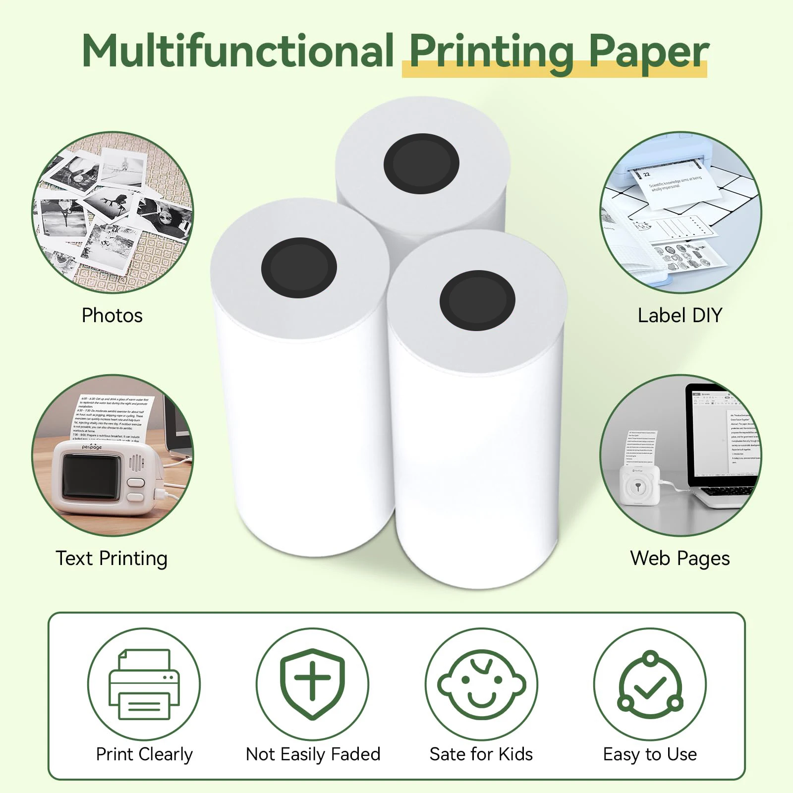 Grayscale HD Photo Thermal Printing Paper – 57x30mm, Compatible with Mini Instant Print Cameras, Clear & Long-Lasting Print