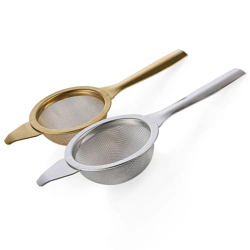 1set Fine Tea Strainer Filters Kongfu Stainless Steel Mesh Colander Reusable Teapot Infuser With Handle Cookware