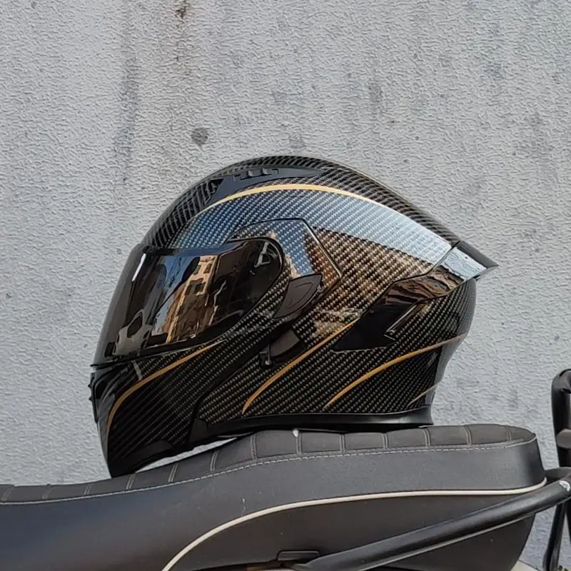 thumbnail image 1 of Casco de motocicleta ORZ, unisex, modular, abatible, de cara completa, para carreras, con viseras dobles, aprobado por DOT, 1 of 5