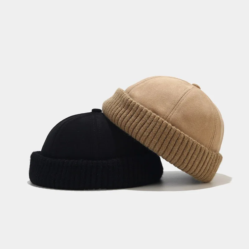 New Unisex Docker Cap Skullcap Retro Sailor Cap Beanie Hats Men Women Warm Bucket Cap Brimless Hat Skullcap Bonnet Hip Hop Hat