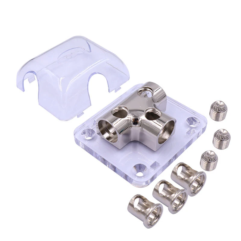 2 Way Power Distribution Block 0 Gauge in 0 Gauge Out Power Ground Distributor for Car Audio Splitter