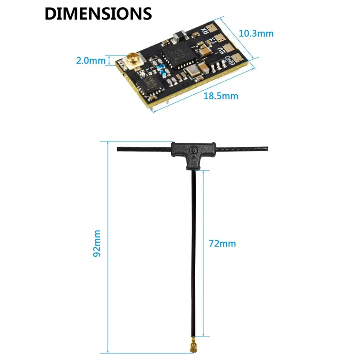 추수감사절 기념 2.4GHz ELRS 수신기(T-안테나 포함) 저지연 모듈 나노 수신기 (FPV 레이스 및 장거리 FPV용)