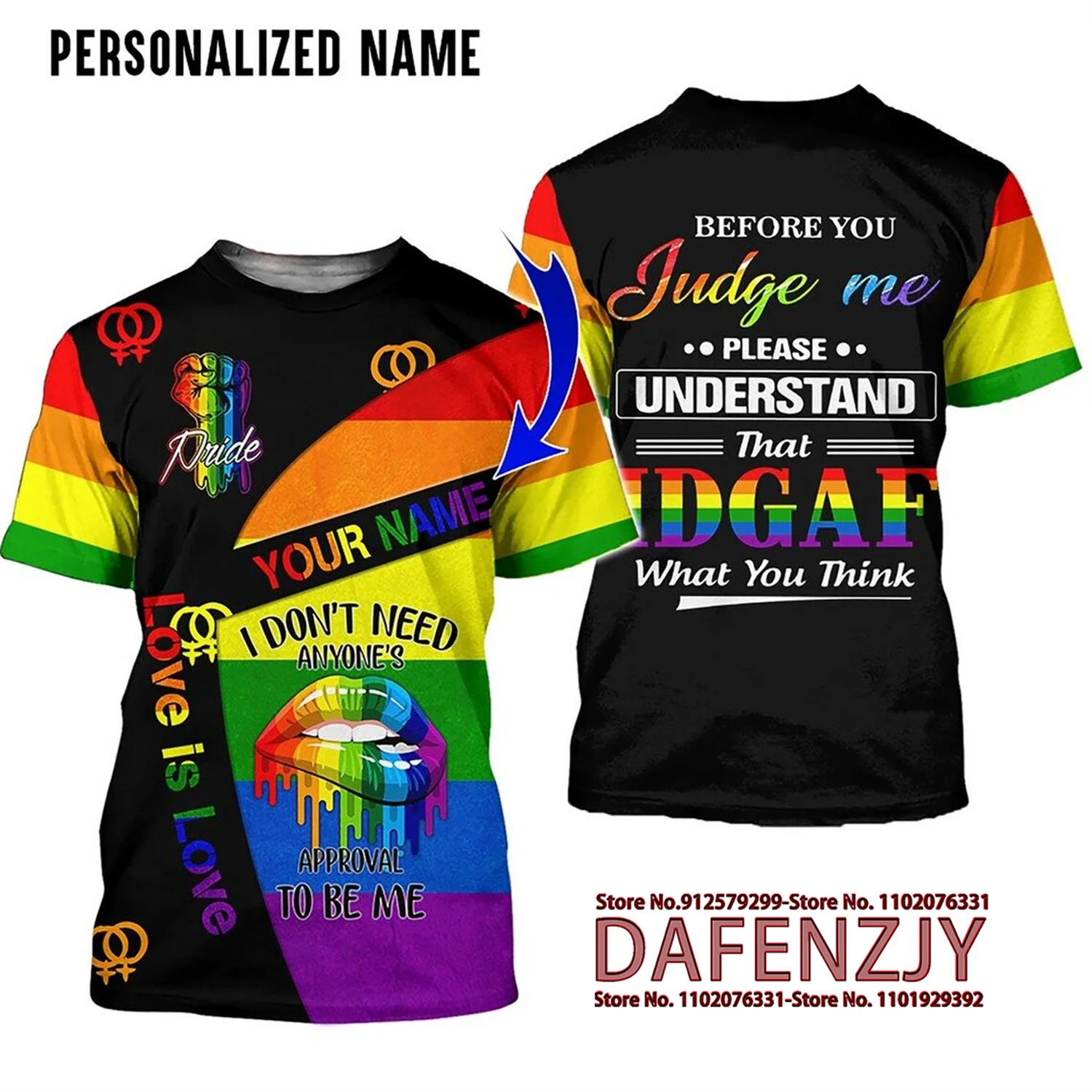 

LGBT Rainbow Flag Lesbians Gays Custom Your Name 3d T Shirts Summer Fashion Men Women T-shirt Short Sleeve 3D T-shirts Tee Shirt